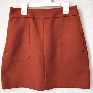 Skirt burnt orange mini H&M women's size 8 gold detail